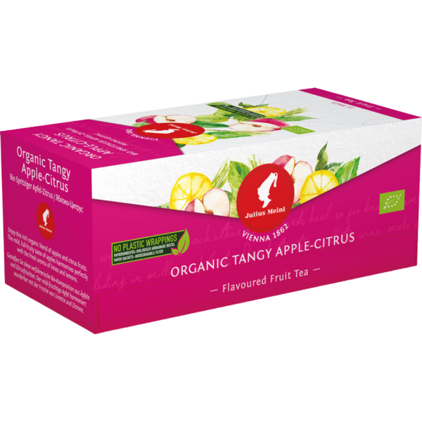 Julius Meinl Bio Tee Apfel-Zitrus, Früchtetee, 25 Teebeutel im Kuvert,